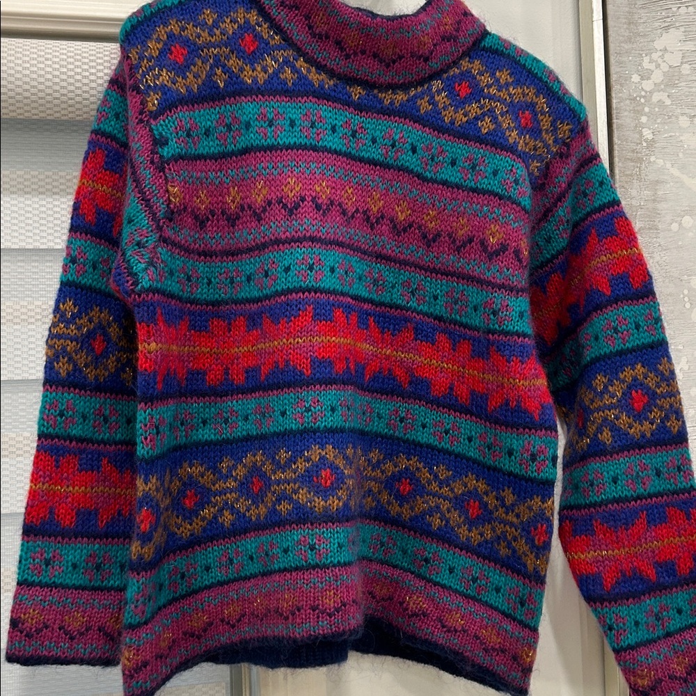 Vibrant Multicolor Women's Turtleneck Sweater